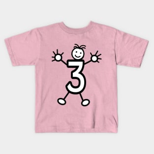 Age 3 Happy Cartoon Child Kids T-Shirt